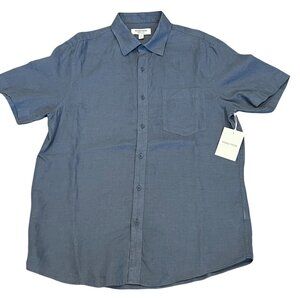 Nordstrom Linen Short Sleeve Shirt, NWT, Chambray Blue, M